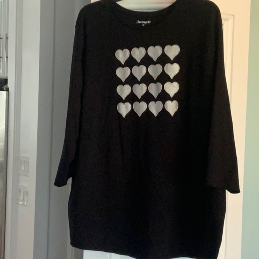 Sonoma Black Shirt with Silver Heart Design